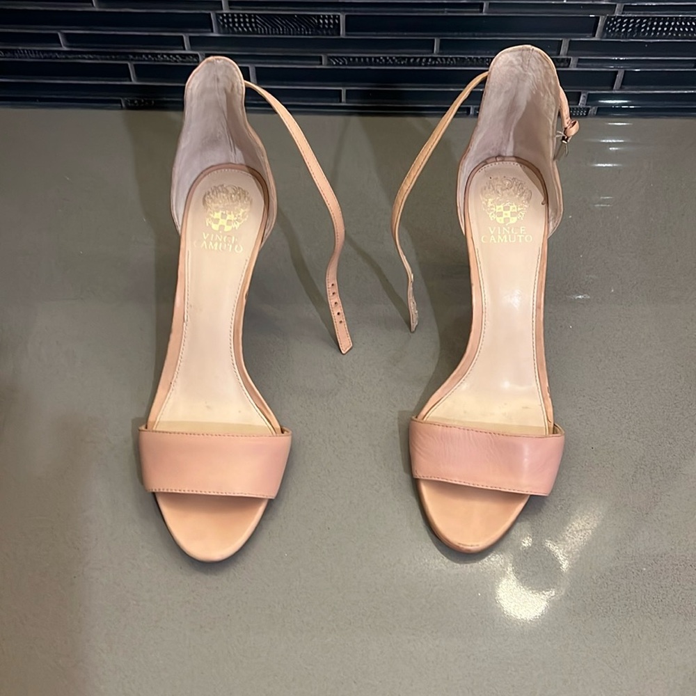 Vince Camuto shoes in NUDE.  3 inch heel easy on the ankles.